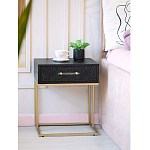 Приставной столик с резным узором на выдвижном ящике Black Table Carved Pattern варинант исполнения - 8 | Loft Concept в Перми