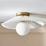 Потолочный светильник с белым плиссированным абажуром Headquarters варинант исполнения - 1 | Loft Concept в Перми