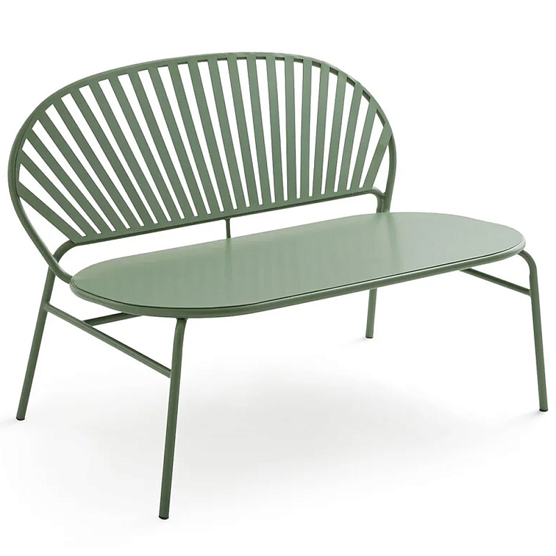 Зелёная скамья из стали Goodwin Metal Bench Green Зеленый шалфей в Перми | Loft Concept 