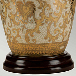 Настольная лампа с фарфоровым основанием с декоративным орнаментом и белым абажуром на темной круглой подставке Elstead Lighting варинант исполнения - 9 | Loft Concept в Перми