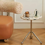 Дизайнерский журнальный стол с круглой столешницей на изогнутых стальных ножках Obafaby варинант исполнения - 1 | Loft Concept в Перми