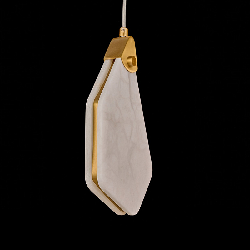 Подвесной светильник фигурный плафон Stone Polygon Белый Латунь в Перми | Loft Concept 
