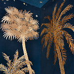 Обои с вышивкой ручной работы Deco Palms Original colourway on velvet варинант исполнения - 3 | Loft Concept в Перми