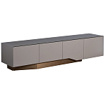 Тумба под телевизор со стеклянной столешницей и с выдвижными ящиками Minimalist Accent варинант исполнения - 1 | Loft Concept в Перми