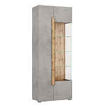 Шкаф-витрина с фасадом цвета серый бетон и стеклянными дверками Grace of Furniture варинант исполнения - 2 | Loft Concept в Перми