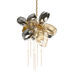 Люстра подвесная со стеклянными плафонами из дымчатого и золотистого с шестью вертикальными подвесками Gilded Mirage  варинант исполнения - 1 | Loft Concept в Перми