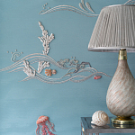 Обои с вышивкой ручной работы Amami Waves Moonbeam colourway on silk moire варинант исполнения - 4 | Loft Concept в Перми