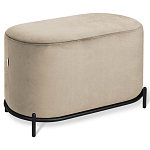 Банкетка овальная бежевый велюр на 4-х металлических ножках черного цвета SANJAY варинант исполнения - 1 | Loft Concept в Перми