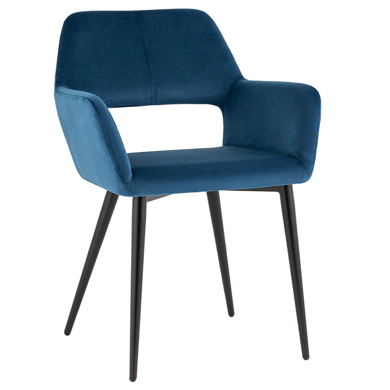 Стул с подлокотниками синий NEASAN STOOL Синий Черный в Перми | Loft Concept 