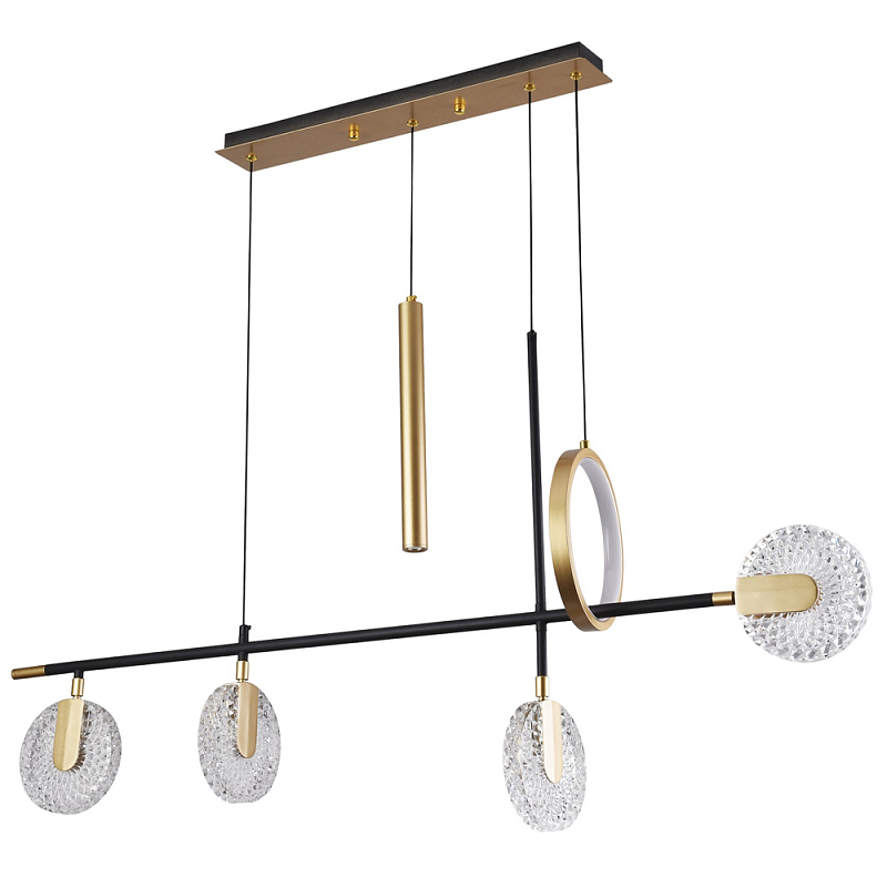 Линейная металлическая геометрическая люстра Geometry Crystal Linear Chandelier Латунь Прозрачный Черный Линейная металлическая геометрическая люстра Geometry Crystal Linear Chandelier Латунь Прозрачный Черный в Перми | Loft Concept