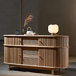 Дизайнерский комод овальный с фактурным фасадом и вставками из плетеных элементов Ambar варинант исполнения - 2 | Loft Concept в Перми