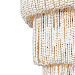 Трехъярусная люстра с подвесками из круглых деревянных бусин белая White Beads Three-tier Chandelier  варинант исполнения - 5 | Loft Concept в Перми