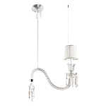 Подвесной светильник с белым текстильным абажуром и изогнутым хрустальным основанием с подвесками Lustre Reverie варинант исполнения - 2 | Loft Concept в Перми