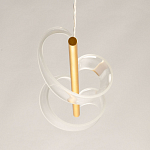 Люстра линейная золотистого цвета с двумя прозрачными волнистыми элементами Wave Line варинант исполнения - 8 | Loft Concept в Перми