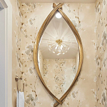 Зеркало овальное в деревянной золотистой раме Oval Gold Lines варинант исполнения - 3 | Loft Concept в Перми