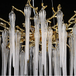 Люстра золотого цвета с декоративными ветками и длинными прозрачными стеклянными подвесами в форме сосулек Droplet Chandelier варинант исполнения - 10 | Loft Concept в Перми