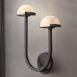 Бра с 2-мя мраморными плафонами на черном корпусе Light Warm Light варинант исполнения - 3 | Loft Concept в Перми