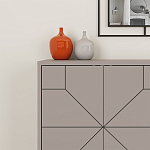 Комод бежево-серый с 4-мя дверцами с геометрическим рисунком на металлических ножках DUNE CONSOLE LIGHT MOCHA варинант исполнения - 4 | Loft Concept в Перми