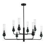 Люстра с 8-ю плафонами в форме стеклянных трубок и мраморных декоративных элементов Montreal варинант исполнения - 3 | Loft Concept в Перми