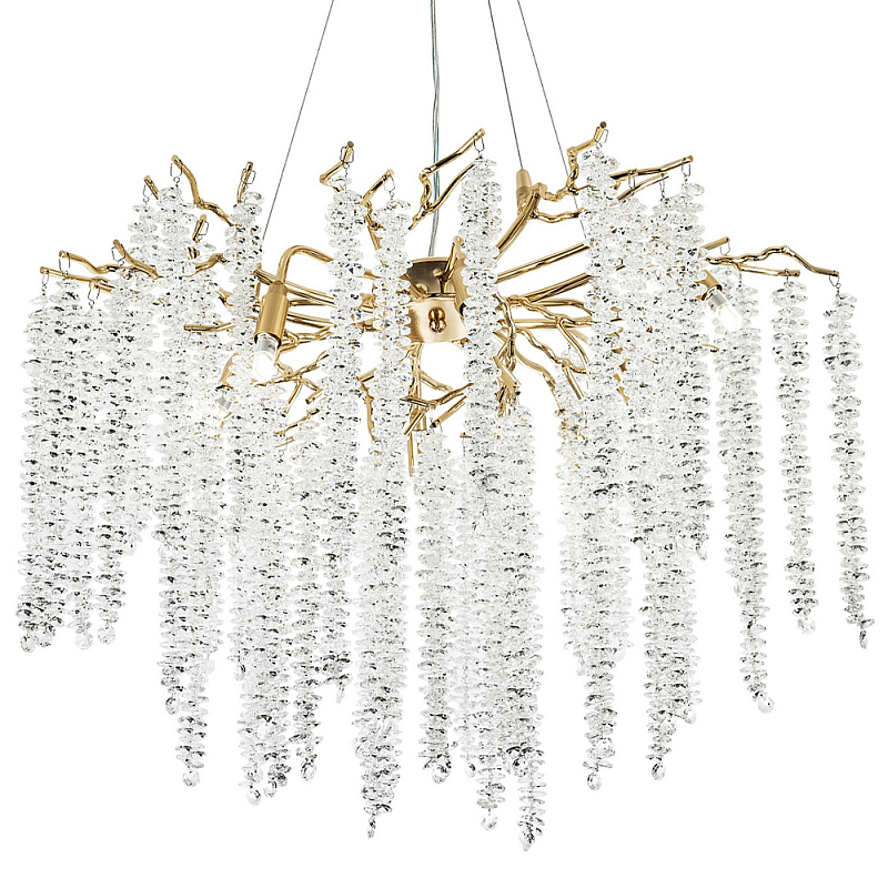 Люстра с декором в виде ветвей с хрустальными подвесками Fairytree Gold Crystal Chandelier 8 Золотой Прозрачное Стекло Люстра с декором в виде ветвей с хрустальными подвесками Fairytree Gold Crystal Chandelier 8 Золотой Прозрачное Стекло в Перми | Loft Concept