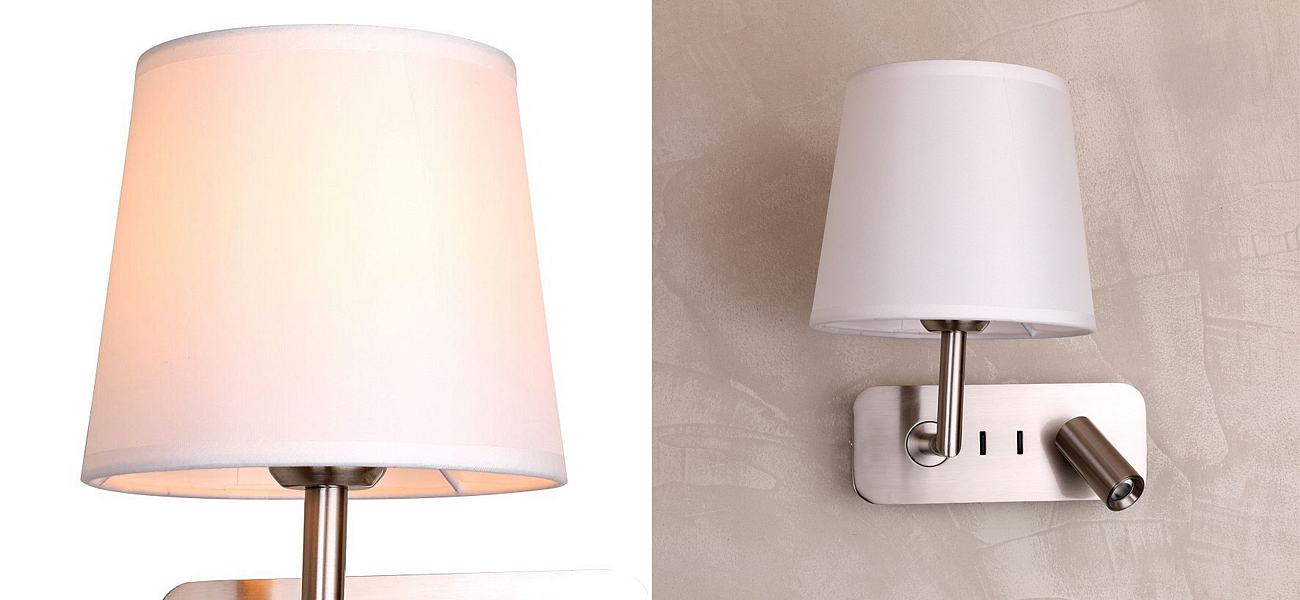 Бра с абажуром Trumpet Lamp Nickel 2 лампы Бра с абажуром Trumpet Lamp Nickel 2 лампы - Loft-Concept в Перми