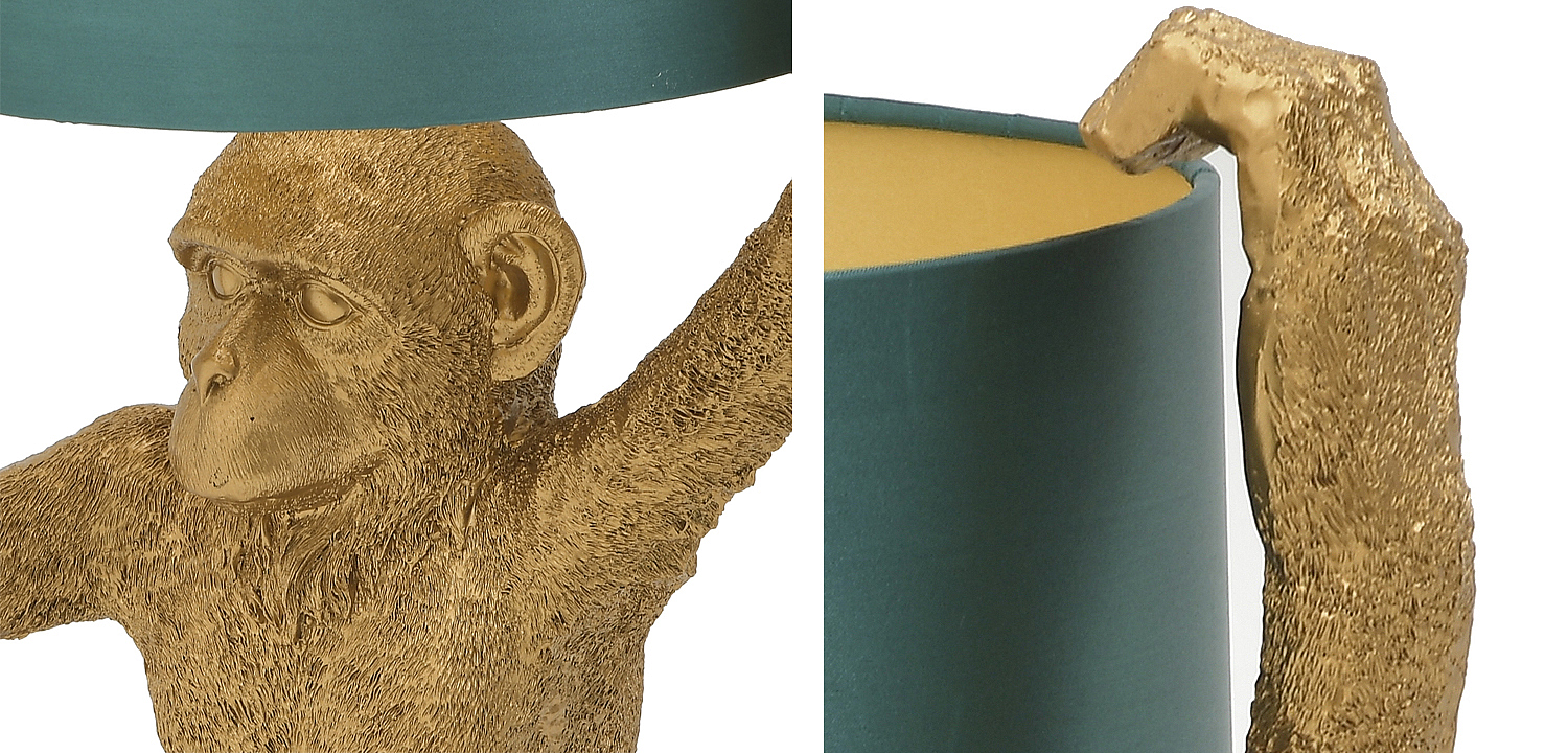 Настольная лампа Gold Monkey Holding Lampshade Настольная лампа Gold Monkey Holding Lampshade - Loft-Concept в Перми