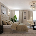 Кровать двуспальная бежевая с основанием из массива дерева с мягким изголовьем Flax Beds варинант исполнения - 4 | Loft Concept в Перми