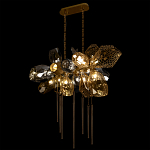 Люстра подвесная с 18-ю стеклянными плафонами с вертикальными подвесками Gilded Mirage  варинант исполнения - 6 | Loft Concept в Перми