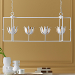 Люстра белая прямоугольная с абажурами в виде цветков тюльпана White Tulips варинант исполнения - 8 | Loft Concept в Перми