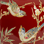 Настольная лампа бордовая с изображением птиц Slip Away варинант исполнения - 6 | Loft Concept в Перми