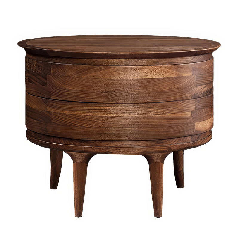 Прикроватный столик из дерева с 2-мя ящиками Moon Walnut Furniture Орех Прикроватный столик из дерева с 2-мя ящиками Moon Walnut Furniture Орех в Перми | Loft Concept