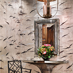 Обои ручная роспись Fishes Blue Pearl on Tarnished Silver gilded silk with pearlescent antiquing варинант исполнения - 1 | Loft Concept в Перми