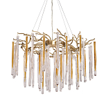 Люстра подвесная золотого цвета с разветвленными ветвями и прозрачными стеклянными подвесками Droplet Chandelier варинант исполнения - 1 | Loft Concept в Перми