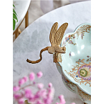 Чаша из голубого фарфора на бронзовых ножках с рисунком цветов и фигурками стрекоз Blue Garden варинант исполнения - 5 | Loft Concept в Перми