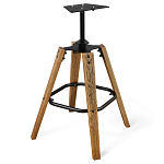 Барный стул со спинкой и металлической подставкой на 4-х деревянных ножках Бежевый Велюр Vendramin Chair варинант исполнения - 8 | Loft Concept в Перми