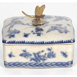 Фарфоровая шкатулка с бронзовой стрекозой Blue and White варинант исполнения - 3 | Loft Concept в Перми