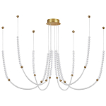 Люстра подвесная с 6-ю изогнутыми плафонами и белыми декоративными шариками PEARLS Suspension варинант исполнения - 1 | Loft Concept в Перми