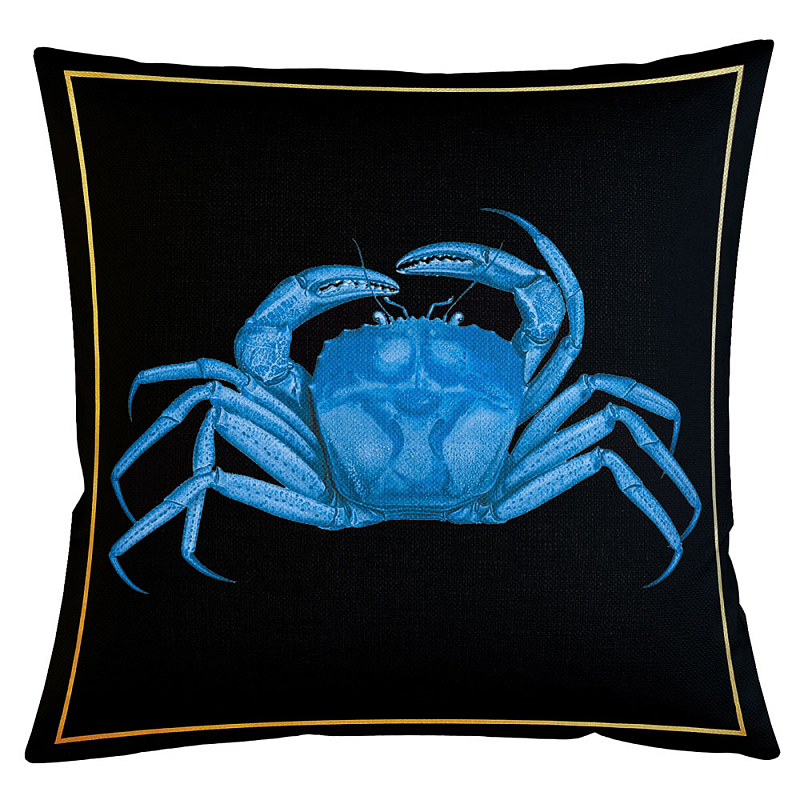 Декоративная подушка Blue Crab Бежевый Черный Морская синь Декоративная подушка Blue Crab Бежевый Черный Морская синь в Перми | Loft Concept