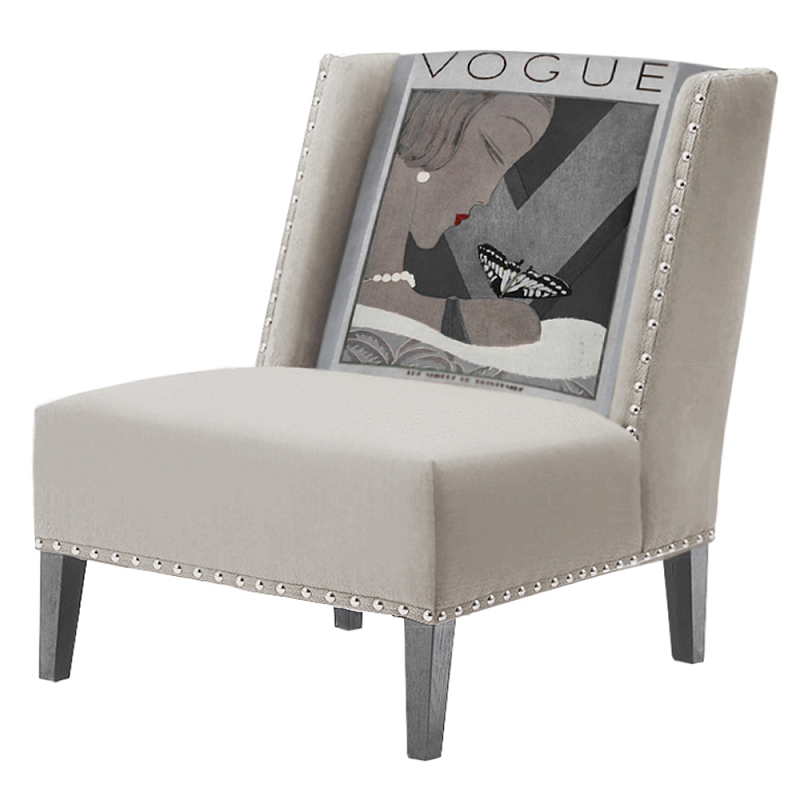 FUN Armchair  Vogui II Beige Дизайнерское кресло с цветным принтом Бежево-серый в Перми | Loft Concept 