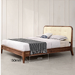 Кровать двуспальная с каркасом из дерева и мягким изголовьем Moon Walnut Bed варинант исполнения - 6 | Loft Concept в Перми