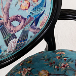 Полукресло из массива бука бирюзовое с изображением птиц и цветов Turquoise Chinoiserie Garden Chair варинант исполнения - 4 | Loft Concept в Перми