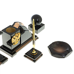 Настольный письменный набор с часами из природного камня обсидиана National Еmblem варинант исполнения - 5 | Loft Concept в Перми