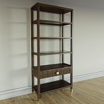 Стеллаж Elsa Dreams Walnut со стеклянными полками и ящиком варинант исполнения - 1 | Loft Concept в Перми