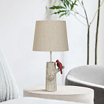 Настольная лампа с тканевым абажуром и основанием в виде птицы на дереве Simurq варинант исполнения - 3 | Loft Concept в Перми