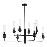 Люстра с 8-ю плафонами в форме стеклянных трубок и мраморных декоративных элементов Montreal варинант исполнения - 1 | Loft Concept в Перми