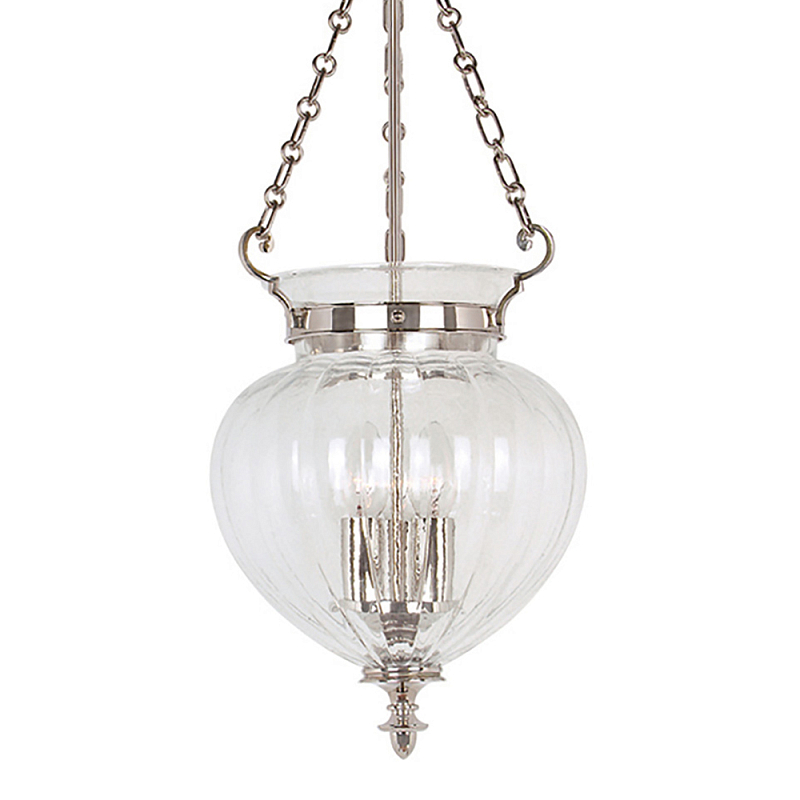 Подвесной светильник цвета никель с прозрачным ребристым стеклянным плафоном в классическом стиле Elstead Lighting Прозрачное Стекло Никель в Перми | Loft Concept 