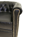 Кресло кожаное с мягкими подлокотниками на 4-х деревянных ножках Logan Leather Armchair black 2 варинант исполнения - 2 | Loft Concept в Перми