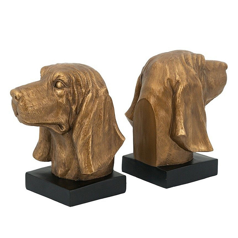 Держатель для книг с бронзовыми фигурками головы собаки Dog Elegance Бронза Черный Держатель для книг с бронзовыми фигурками головы собаки Dog Elegance Бронза Черный в Перми | Loft Concept