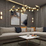 Люстра в виде золотой ветки с цветами и птичками Marvelous Garden варинант исполнения - 2 | Loft Concept в Перми