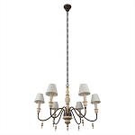 Люстра на металлическом основании с 6-ю белыми тканевыми абажурами Terrain варинант исполнения - 4 | Loft Concept в Перми